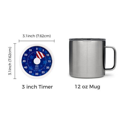 TWENTY5 SEVEN Countdown Timer 3 inch, Silent 60 Minute 1 Hour Visual Timer with Pause, Magnetic Classroom Teaching Tool Office Meeting, Countdown Clock for Kids Time Management, Red White and Blue