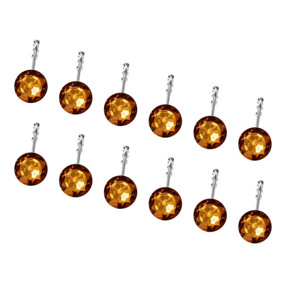 Sunlit Round Rhinestone Shower Curtain Hooks with Glide Balls, 12 Pack