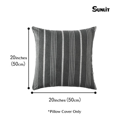 Sunlit Decorative Farmhouse Throw Pillow Case, Set of 2 Cream/Off-White with Black Stripes Modern Accent Square Pillow Cover, 22" x 22", Textured Linen Throw Cushion Covers for Couch Chair Bedroom