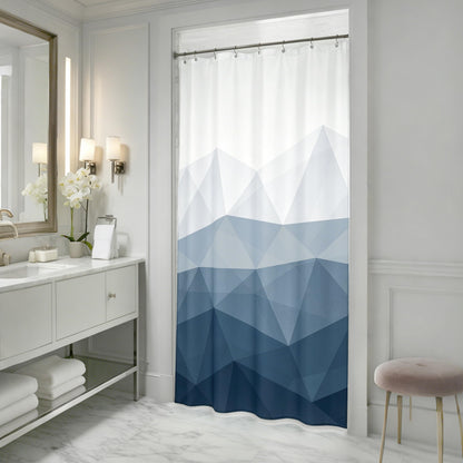 Sunlit Designer Popular Shower Curtain, Ombre Blue Fabric Contemporary Shower Curtains for Bathroom Décor