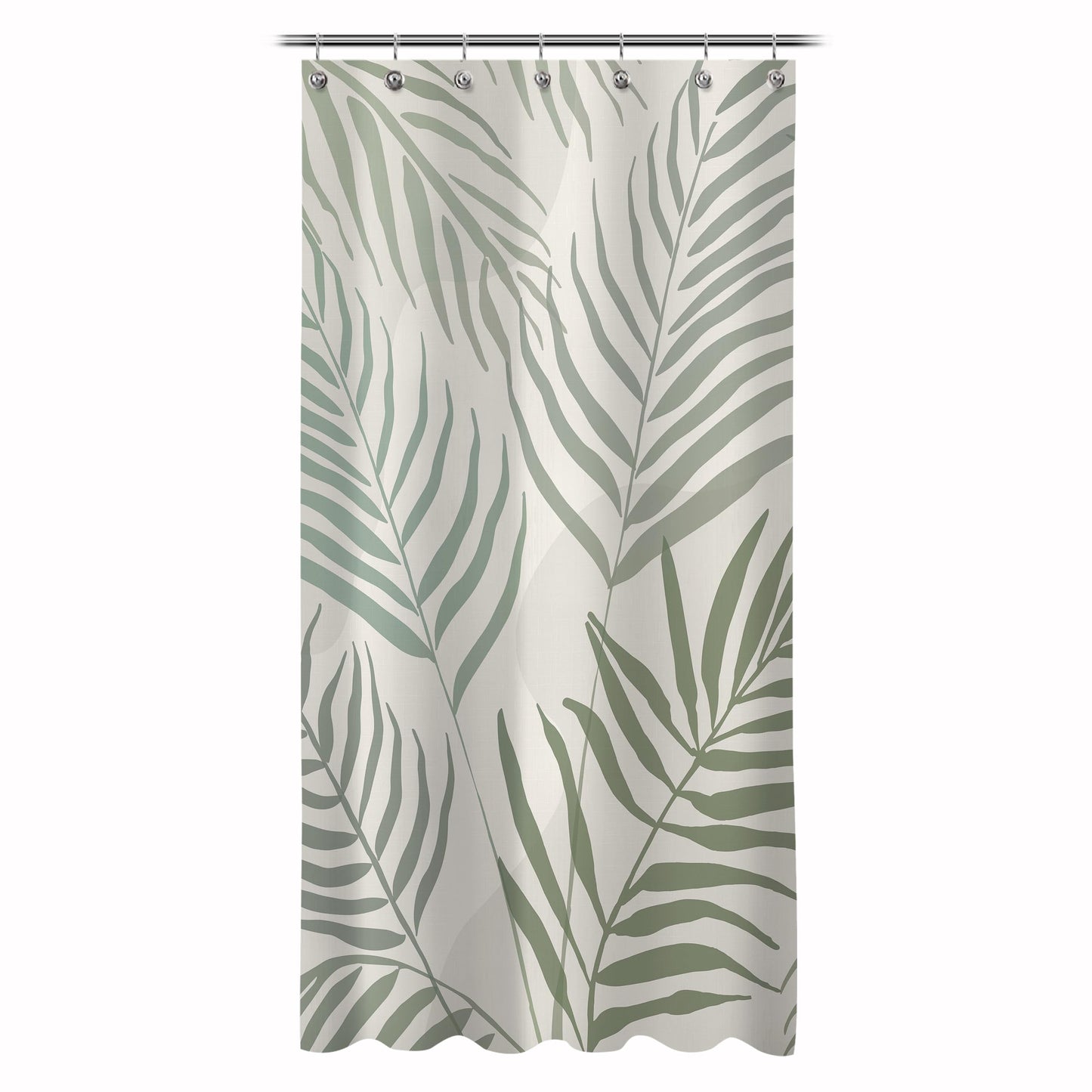 Sunlit 36x72 Inches Sage Green Textured Slubbed Fabric Shower Curtain, Mid Century Modern Palm Leaf Small Stall Shower Curtains for Bathroom Decoration, RV Half Size Narrow Boho Bathroom Curtains