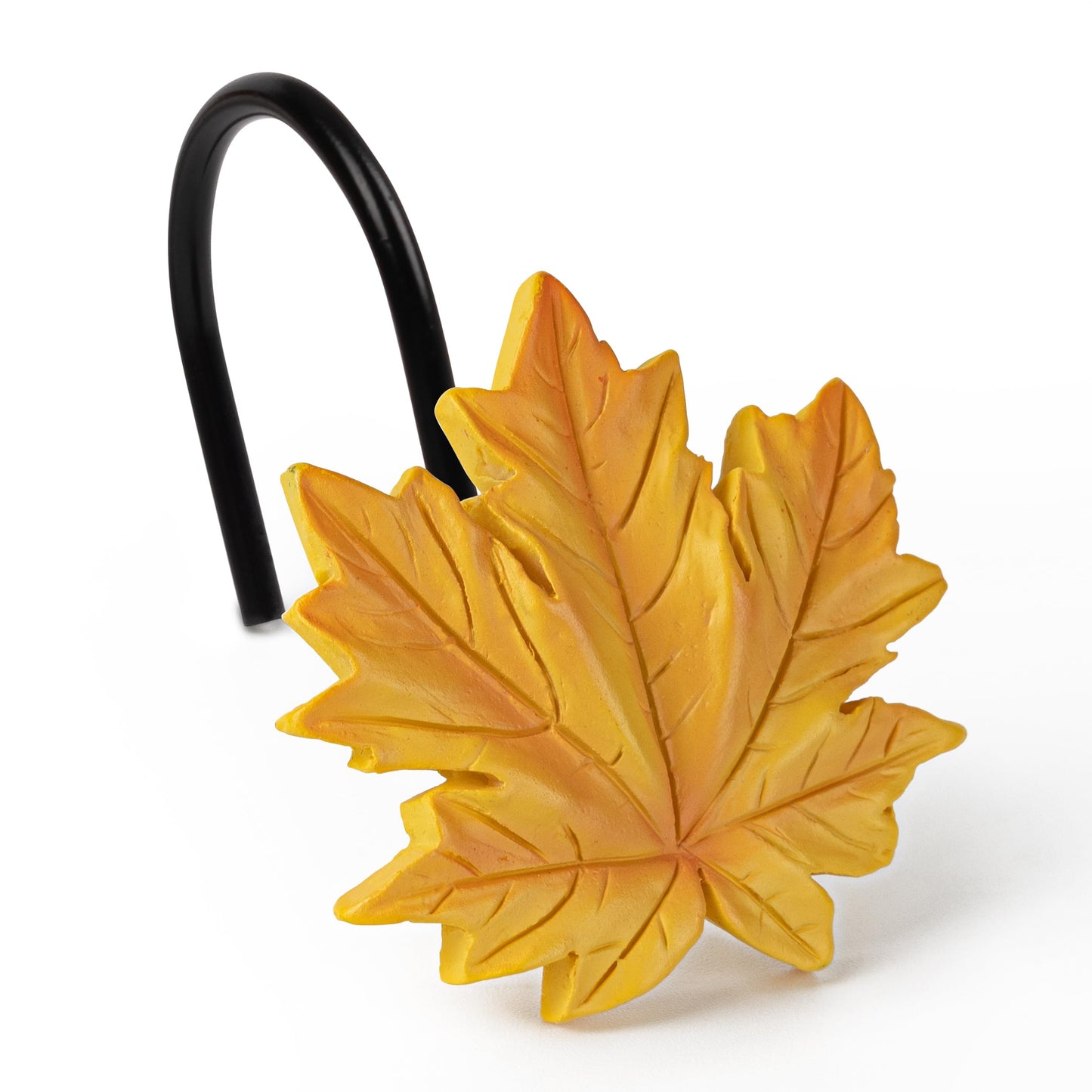 Sunlit Maple Leaf Shower Curtain Hooks for Fall Autumn, Home Decorative Shower Curtain Rings for Bathroom, Resin, Orange Red Maple Leaves Shower Curtain Hangers Hooks Bath Accessories, Set of 12