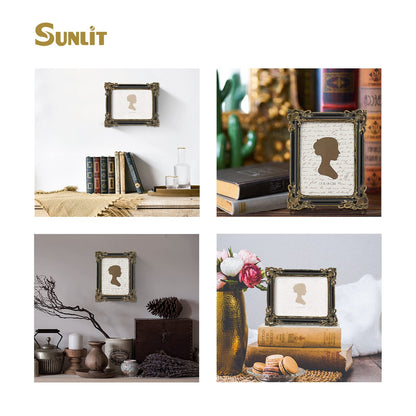 Sunlit Vintage Picture Frame 4x6 Inch, Luxury Antique Photo Frames with Glass Front, Photo Display, Tabletop Wall Hanging, Gift Ideas
