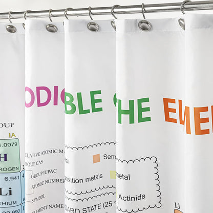 Updated Periodic Table of Elements Fabric Shower Curtains for Chemistry Students and Teacher Use as Poster, Educational Shower Curtain