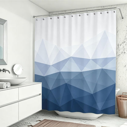 Sunlit Designer Popular Shower Curtain, Ombre Blue Fabric Contemporary Shower Curtains for Bathroom Décor