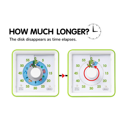 Visual Timer with Protective Case, 60-Minute Countdown Timer for Kids Autism ADHD Classroom Home Office, Countdown Clock for Teaching Work Meeting Time Management, Navy Blue/Colorful