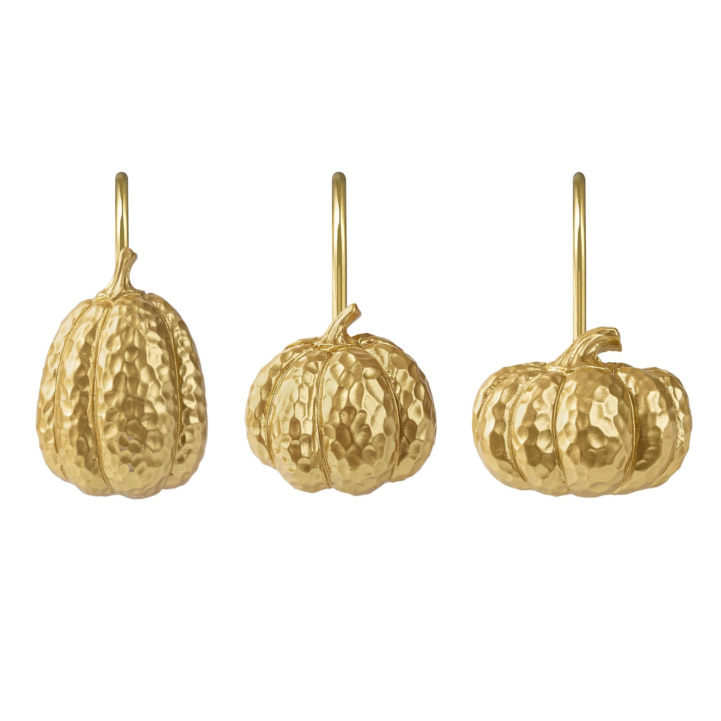Sunlit Fall Pumpkin Decorative Shower Curtain Hooks, Autumn Harvest Festival Shower Curtain Rings, Resin, Orange Farmhouse Bathroom Curtain Hangers Decoration, Set of 12