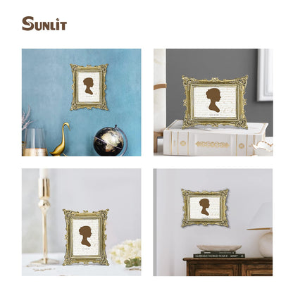 Sunlit Vintage Picture Frame 4x4 Inch, Luxury Antique Square Photo Frames with Glass Front, Photo Display, Tabletop Wall Hanging, Gift Ideas, Bronze Gold