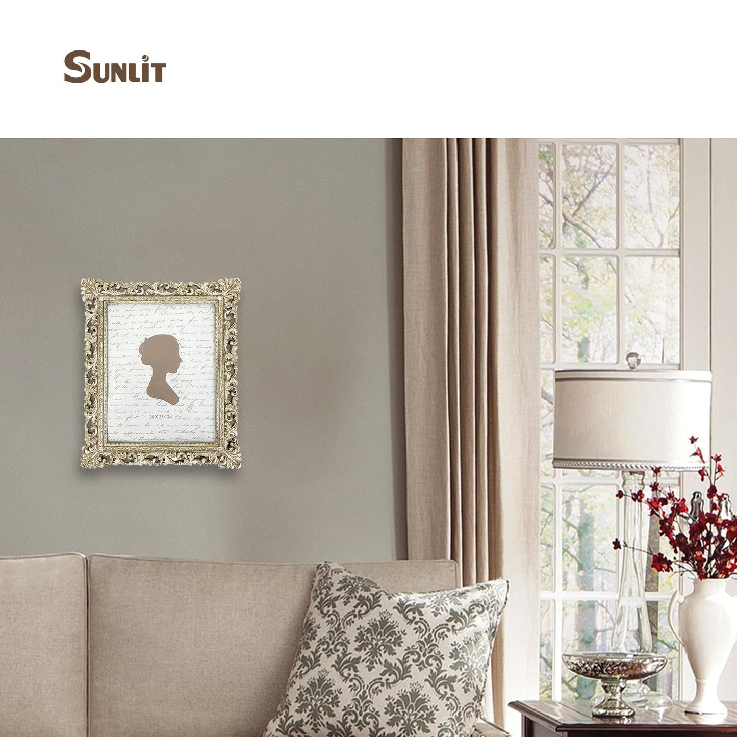 Sunlit Vintage Picture Frame 4x4 Inch, Luxury Antique Square Photo Frames with Glass Front, Photo Display, Tabletop Wall Hanging, Gift Ideas, Antique Gold Silver