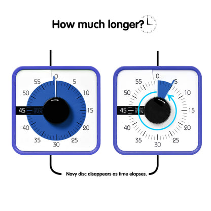 TWENTY5 SEVEN Countdown Timer 7.5 inch; 60 Minute 1 Hour Visual Timer – Classroom Teaching Tool Office Meeting, Mechanical Countdown Clock for Kids Exam Time Management Magnetic, Sky Blue