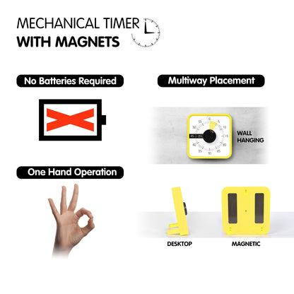 Visual Timer 7.5 inch, 60-Minute Countdown Timer for Kids Classroom Teaching Tool Office Meeting, Mechanical Countdown Clock for Exam Time Management Magnetic Kitchen Timer, Purple