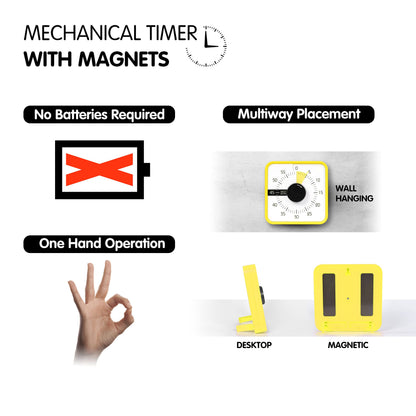 TWENTY5 SEVEN Countdown Timer 7.5 inch; 60 Minute 1 Hour Visual Timer – Classroom Teaching Tool Office Meeting, Mechanical Countdown Clock for Kids Exam Time Management Magnetic, Colorful