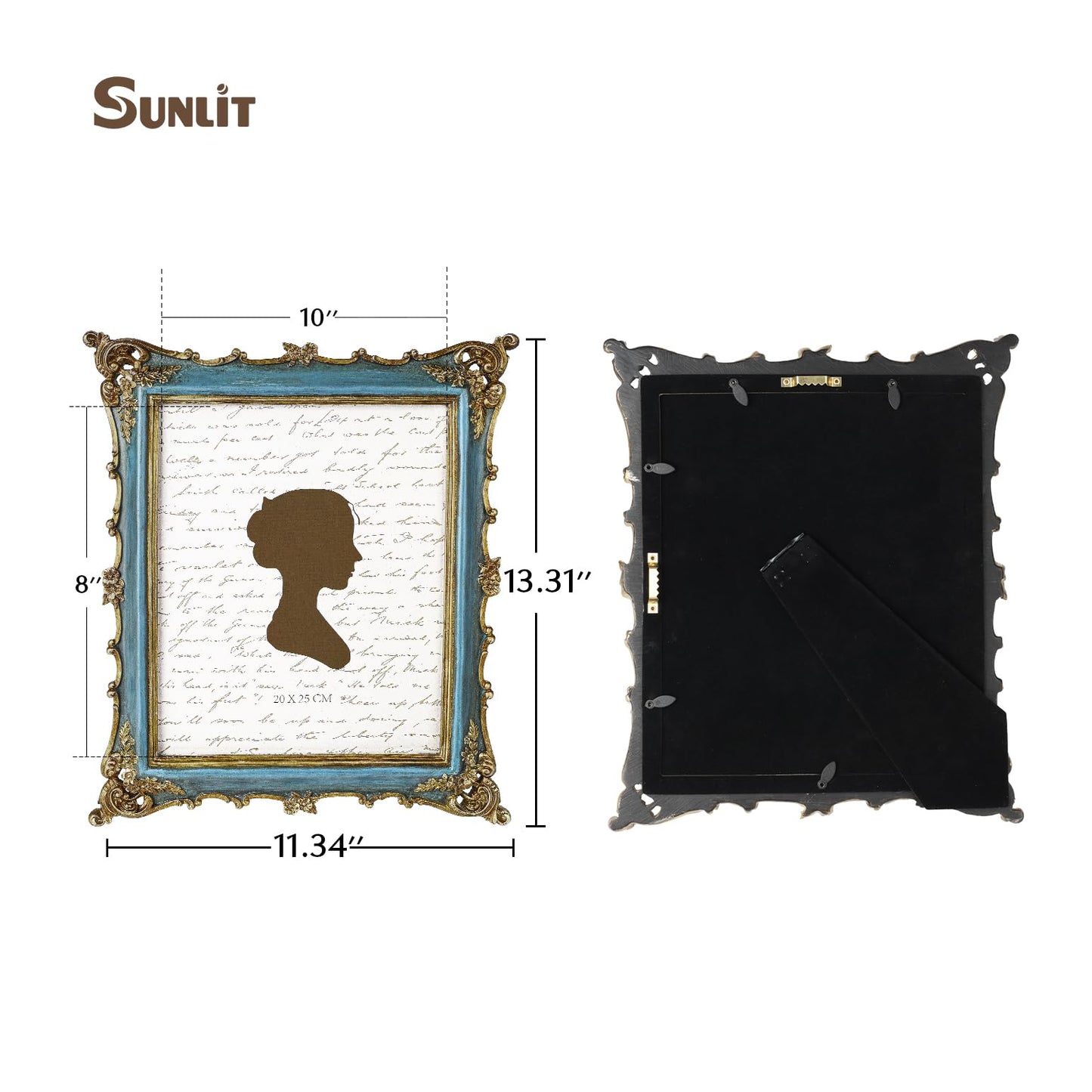 Sunlit Vintage Picture Frame 4x4 Inch, Luxury Antique Square Photo Frames with Glass Front, Photo Display, Tabletop Wall Hanging, Gift Ideas, Bronze Gold
