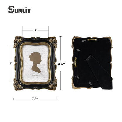 Sunlit Vintage Small Picture Frame 2.5x3.5 Inch, Antique Mini Polaroid Photo Frames with Glass Front, Luxury Wallet Size Picture Frames, Tiny Photo Frames Display Tabletop Wall Hanging Gift Ideas, Gold