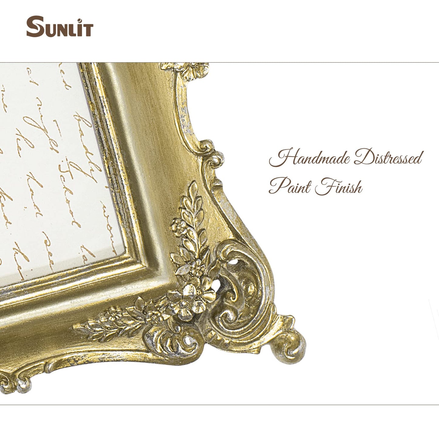 Sunlit Vintage Picture Frame 4x4 Inch, Luxury Antique Square Photo Frames with Glass Front, Photo Display, Tabletop Wall Hanging, Gift Ideas, Bronze Gold