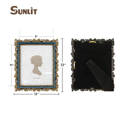 Sunlit Vintage Picture Frame 5x7 Inch, Luxury Antique Photo Frames with Glass Front, Photo Display, Tabletop Wall Hanging, Gift Ideas, Gold and Brown