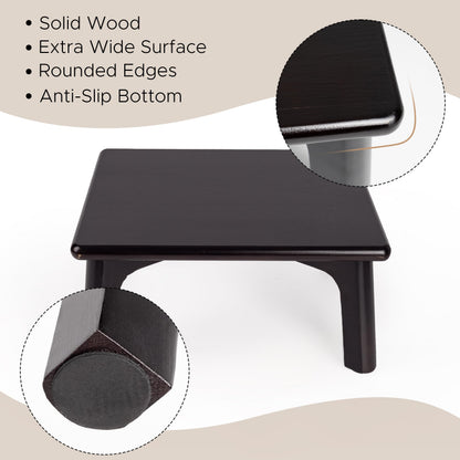 Sunlit One Step Stool, Heavy Duty Bathtub Stool up to 550 lbs, Non-Slip Wood Foot Stool, Wooden Step Stool for Adults, Dark Walnut Bed Step Stools for High Bed, Kitchen Bathroom Bedroom