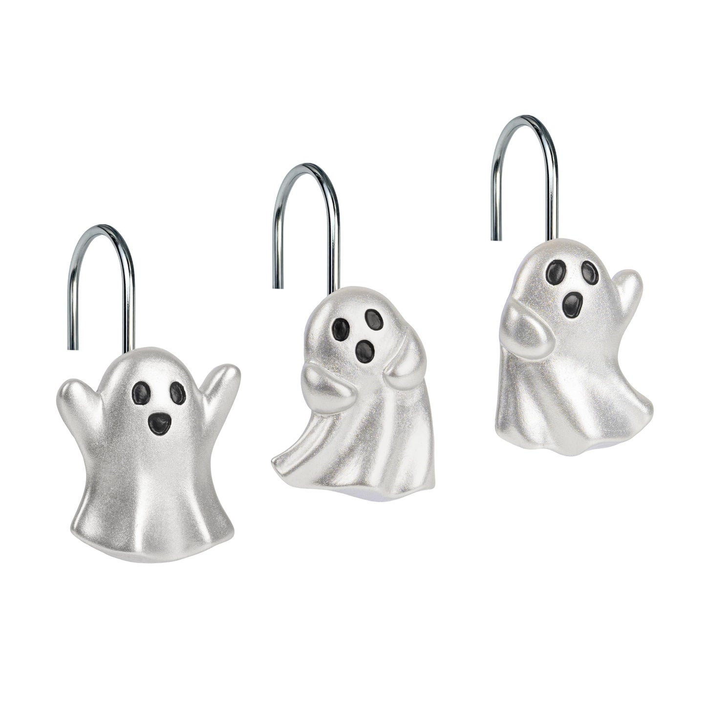 Sunlit Ghost Shower Curtain Hooks, Home Decorative Shower Curtain Rings for Bathroom, Halloween Shower Curtain Hangers Bathroom Accessories, Set of 12