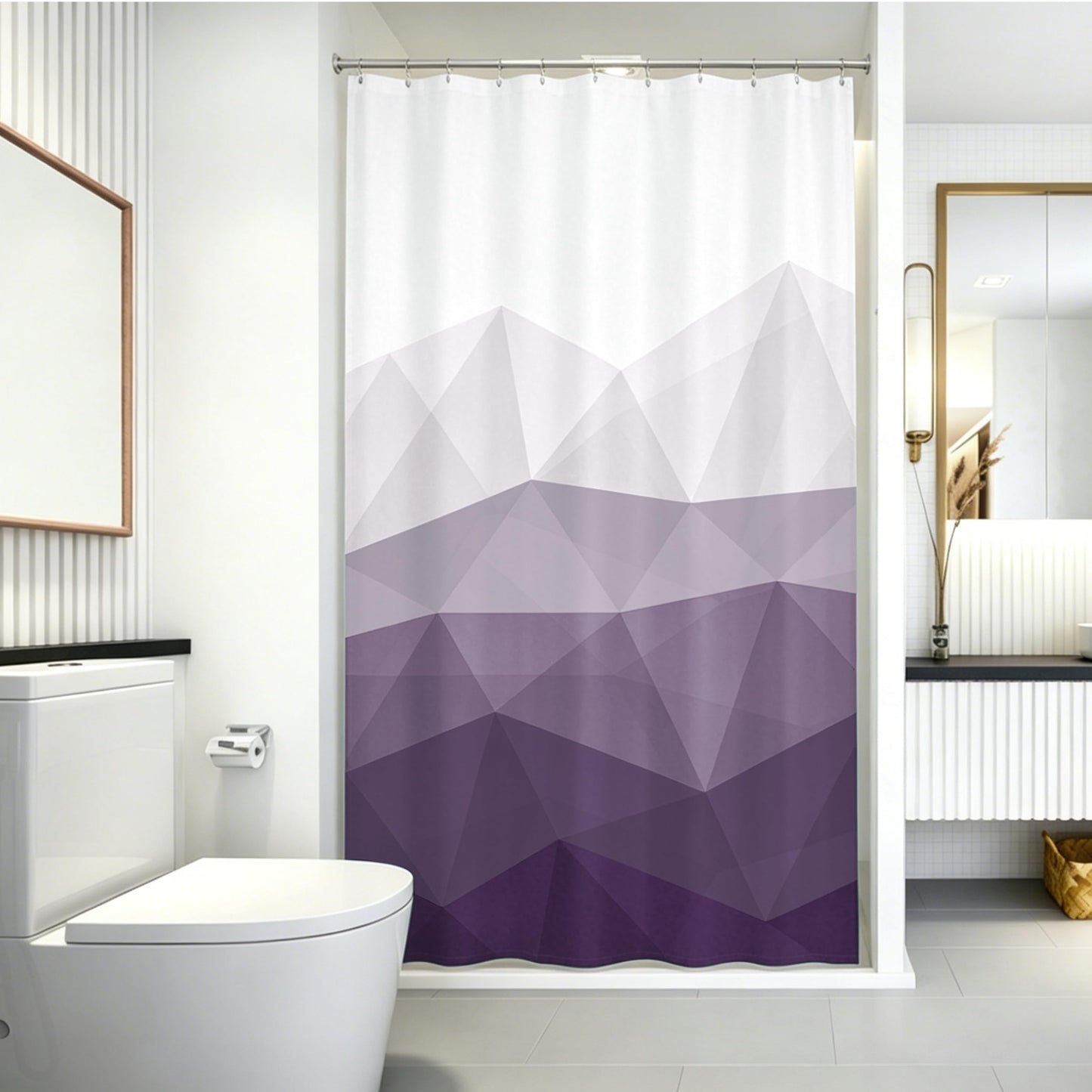 Sunlit Designer Popular Shower Curtain, Ombre Blue Fabric Contemporary Shower Curtains for Bathroom Décor