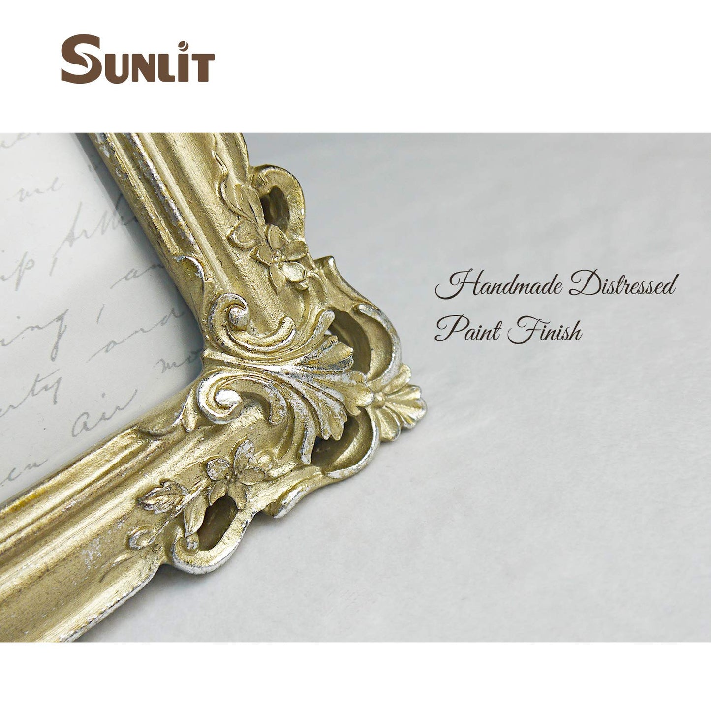 Sunlit Vintage Picture Frame 4x6 Inch, Luxury Antique Photo Frames with Glass Front, Photo Display, Tabletop Wall Hanging, Gift Ideas