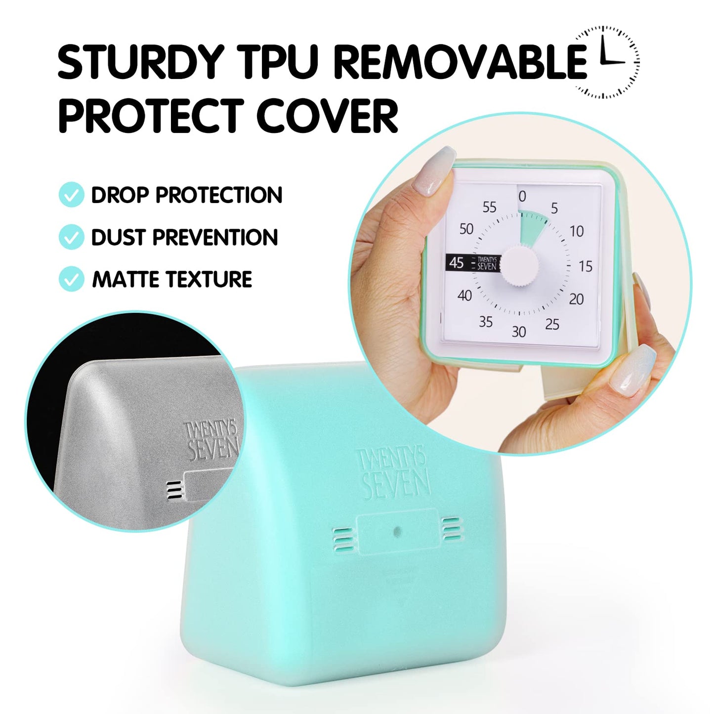 Visual Timer with Protective Case, 60-Minute Countdown Timer for Kids Autism ADHD Classroom Home Office, Countdown Clock for Teaching Work Meeting Time Management, Navy Blue/Colorful