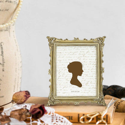 Sunlit Vintage Picture Frame 4x4 Inch, Luxury Antique Square Photo Frames with Glass Front, Photo Display, Tabletop Wall Hanging, Gift Ideas, Bronze Gold