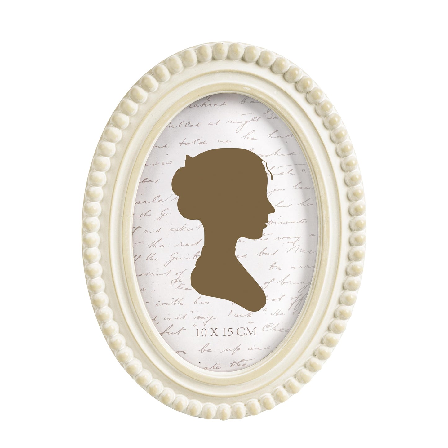 Sunlit Boho Vintage Picture Frame 8x10 Inch with Beaded Border, Oval Luxury Antique Photo Frames with Glass Front, Photo Display, Tabletop Wall Hanging, Gift Idea, Distressed White