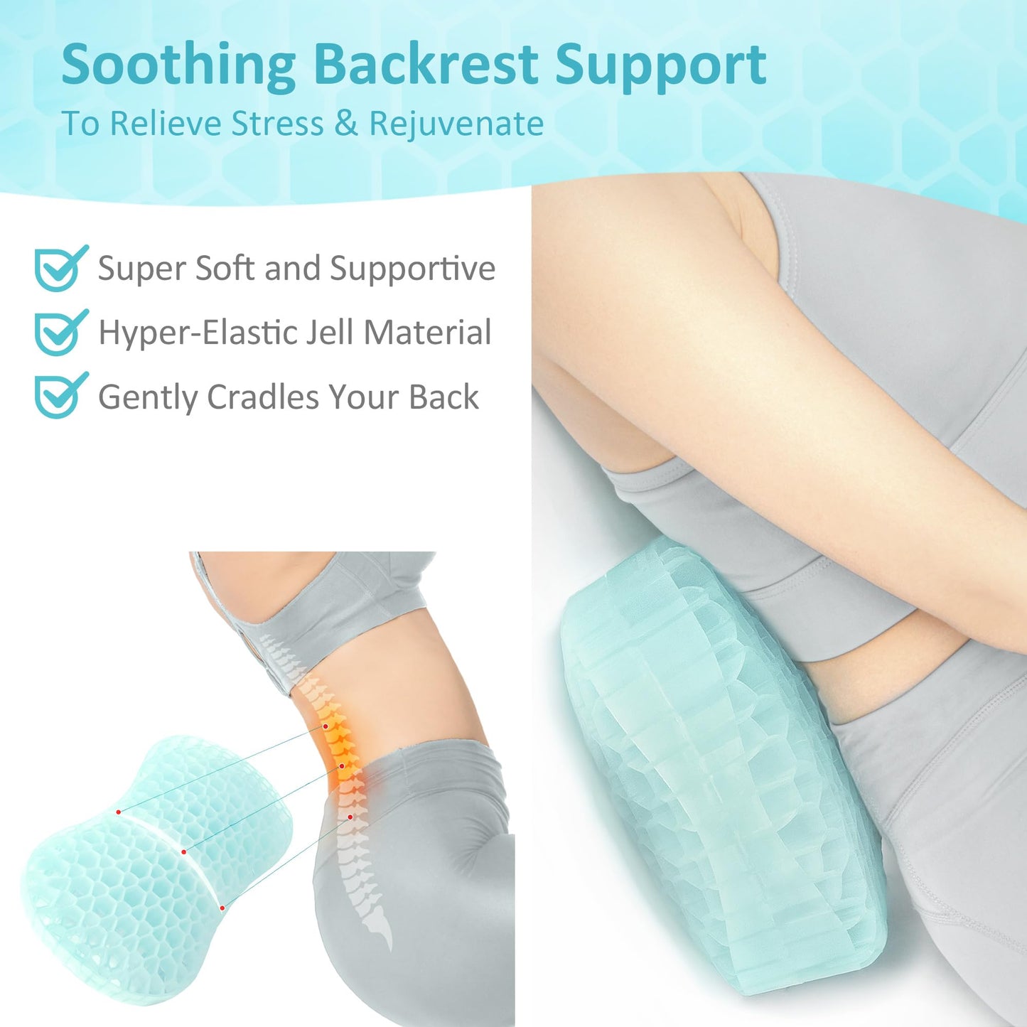 Bath Jello Gel Bath Pillow – Ergonomic Lumbar Support for Bathtub Comfort