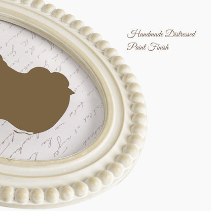 Sunlit Boho Vintage Picture Frame 8x10 Inch with Beaded Border, Oval Luxury Antique Photo Frames with Glass Front, Photo Display, Tabletop Wall Hanging, Gift Idea, Distressed White