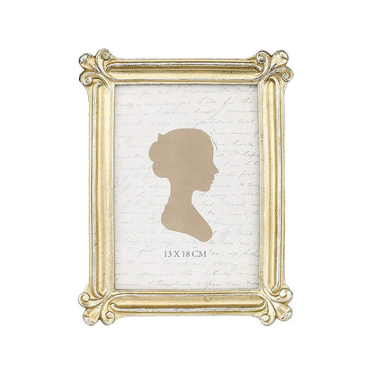 Sunlit Small Vintage Picture Frame 2.5x3.5 Inch, Antique Mini Photo Frames with Glass Front, Luxury Wallet Size Picture Frames, Photo Display Tabletop Wall Hanging Gift Ideas, Slivery Light Gold