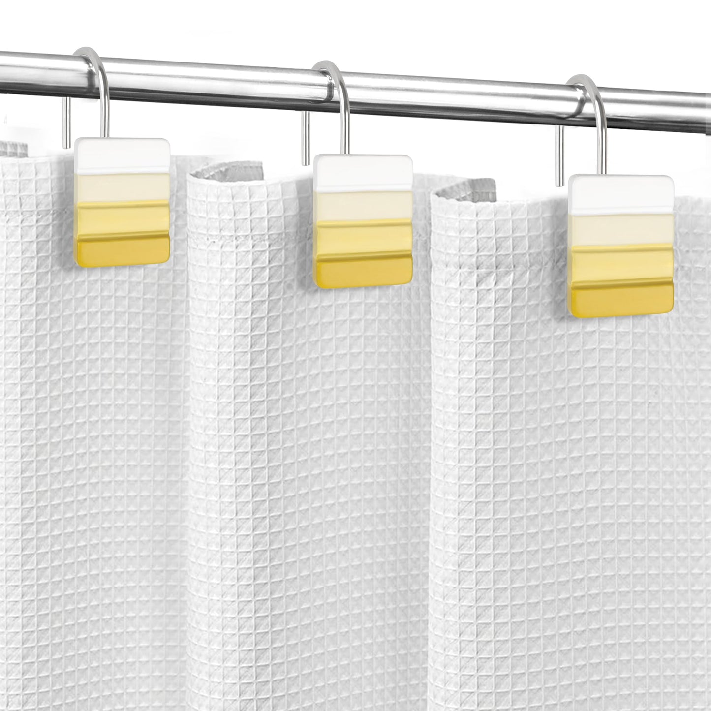 Sunlit Ombre Blue Decorative Shower Curtain Hooks, Blue Navy Shower Curtain Rings, Resin, Bathroom Decoration Stripes Shower Curtain Hooks-12 Pack