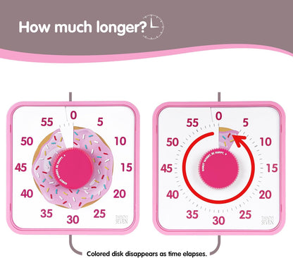 Visual Timer 7.5 inch, 60-Minute Countdown Timer for Kids Classroom Teaching Tool Office Meeting, Mechanical Countdown Clock for Exam Time Management Magnetic Kitchen Timer, Purple