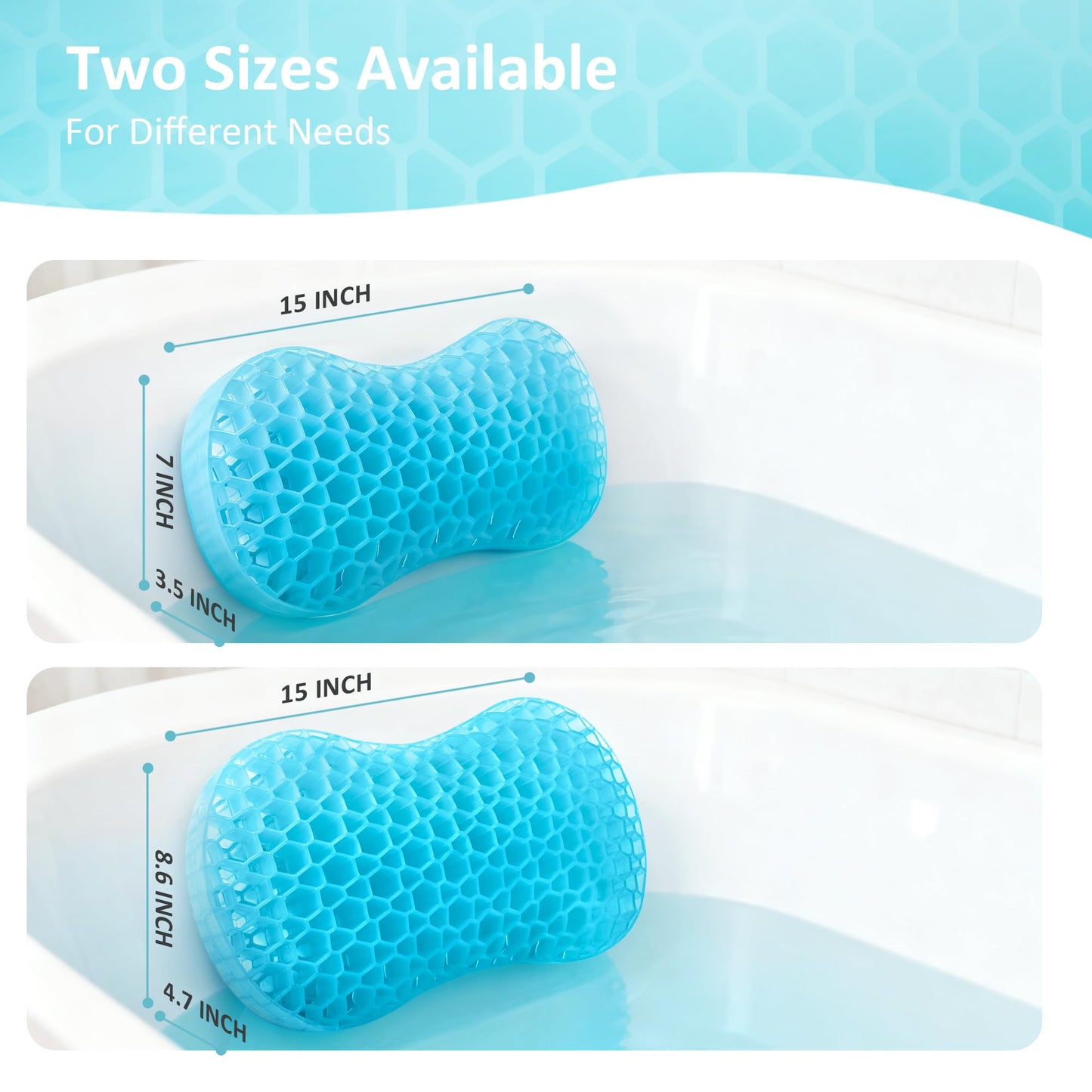 Bath Jello Gel Bath Pillow – Ergonomic Lumbar Support for Bathtub Comfort