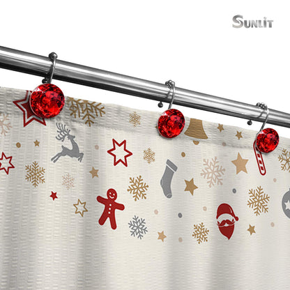 Sunlit Round Rhinestone Shower Curtain Hooks with Glide Balls, 12 Pack