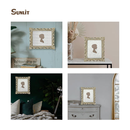 Sunlit Vintage Picture Frame 4x4 Inch, Luxury Antique Square Photo Frames with Glass Front, Photo Display, Tabletop Wall Hanging, Gift Ideas, Antique Gold Silver