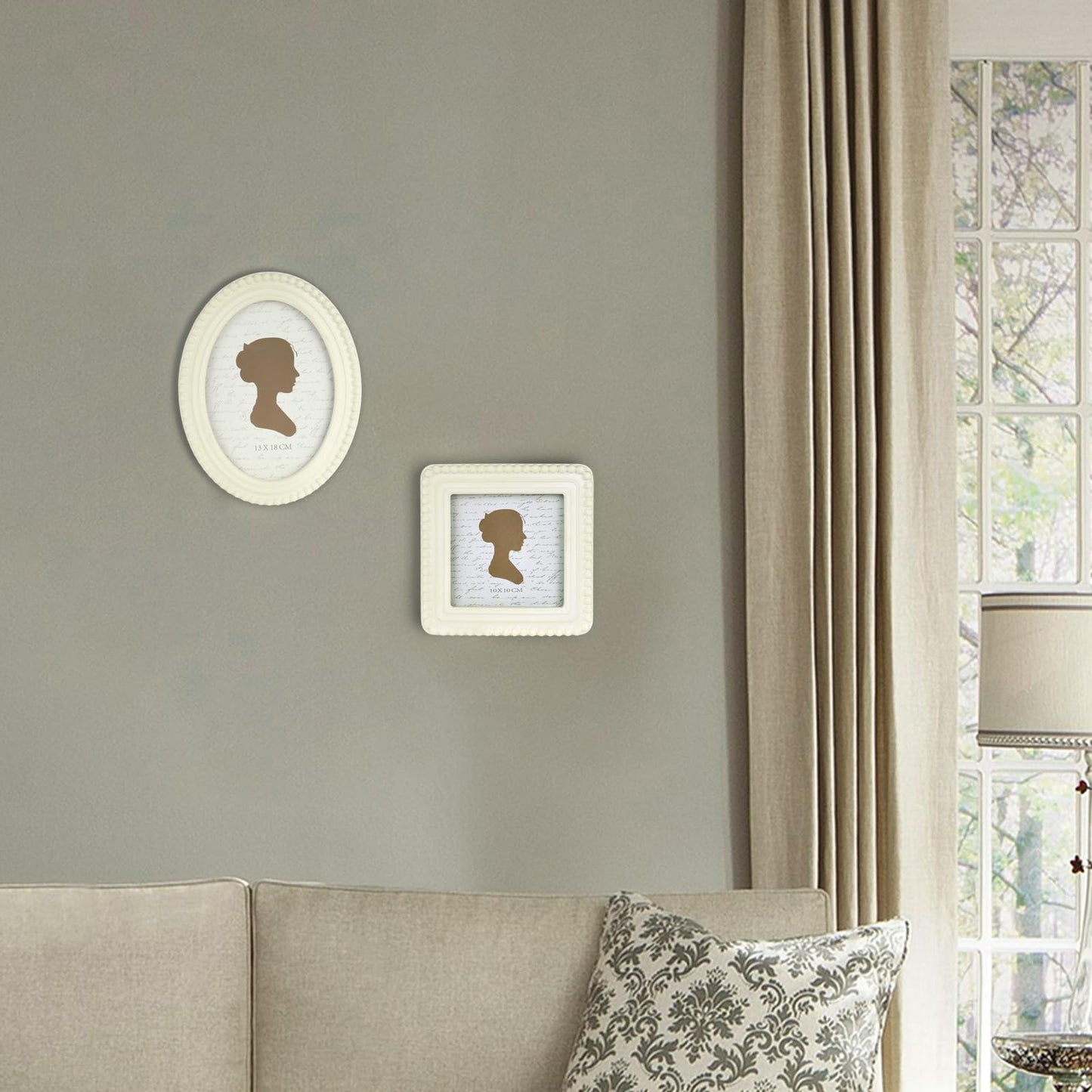 Sunlit Boho Vintage Picture Frame 8x10 Inch with Beaded Border, Oval Luxury Antique Photo Frames with Glass Front, Photo Display, Tabletop Wall Hanging, Gift Idea, Distressed White