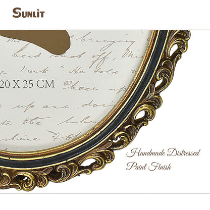 Sunlit Vintage Picture Frame 4x6 Inch, Oval Antique Photo Frames with Glass Front, Luxury Photo Display, Tabletop Wall Hanging, Gift Ideas, Golden Brown