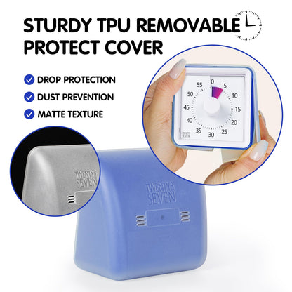 Visual Timer with Protective Case, 60-Minute Countdown Timer for Kids Autism ADHD Classroom Home Office, Countdown Clock for Teaching Work Meeting Time Management, Navy Blue/Colorful