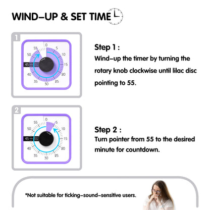 TWENTY5 SEVEN Countdown Timer 7.5 inch; 60 Minute 1 Hour Visual Timer – Classroom Teaching Tool Office Meeting, Mechanical Countdown Clock for Kids Exam Time Management Magnetic, Colorful