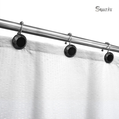 Sunlit Round Rhinestone Shower Curtain Hooks with Glide Balls, 12 Pack
