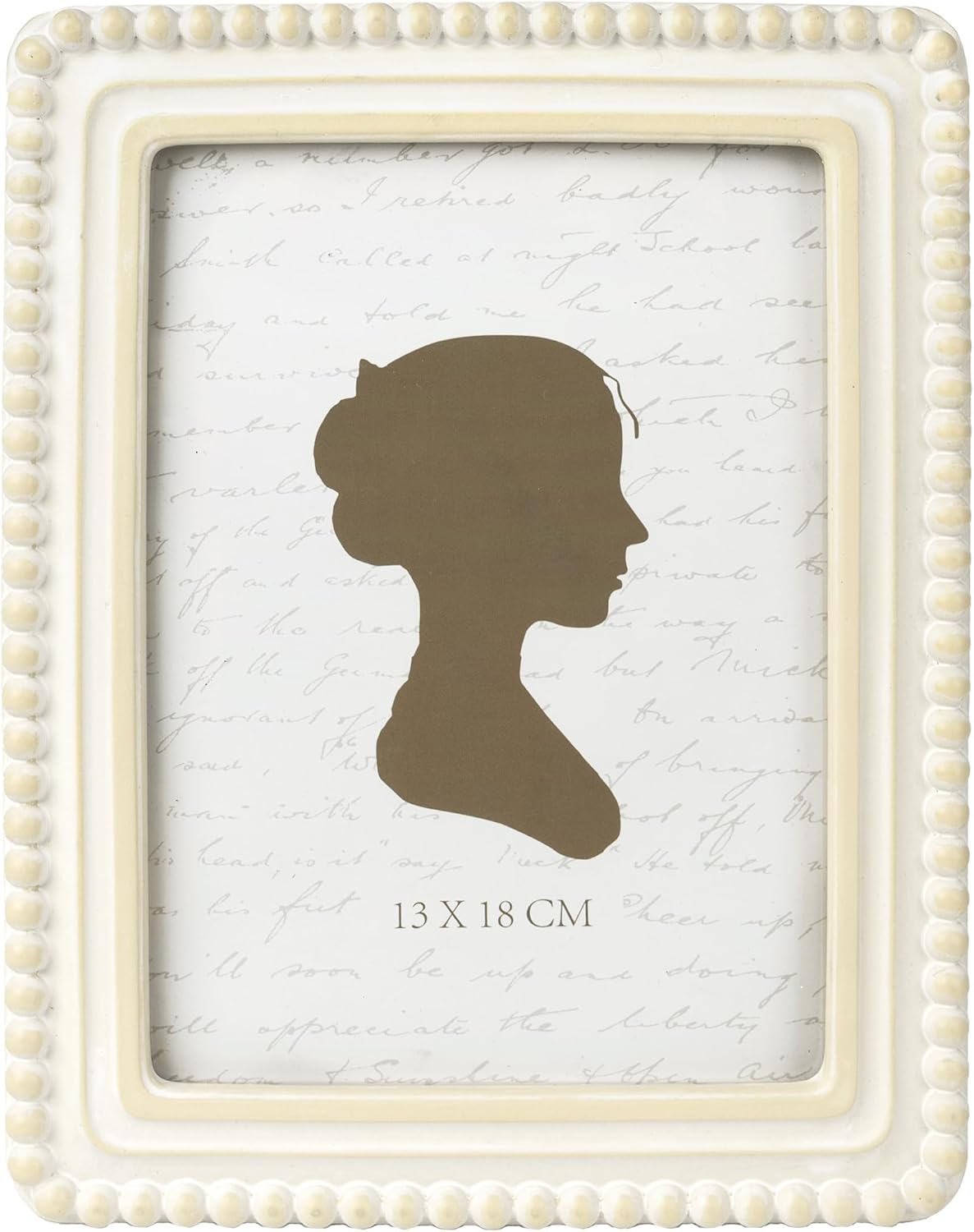 Sunlit Boho Vintage Picture Frame 5x7 Inch with Beaded Border, Luxury Antique Square Photo Frames with Glass Front, Photo Display, Tabletop Wall Hanging, Gift Idea, Distressed White