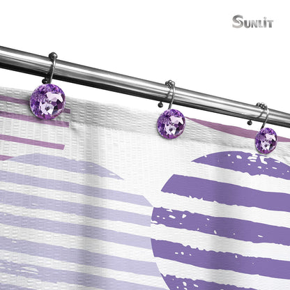 Sunlit Round Rhinestone Shower Curtain Hooks with Glide Balls, 12 Pack