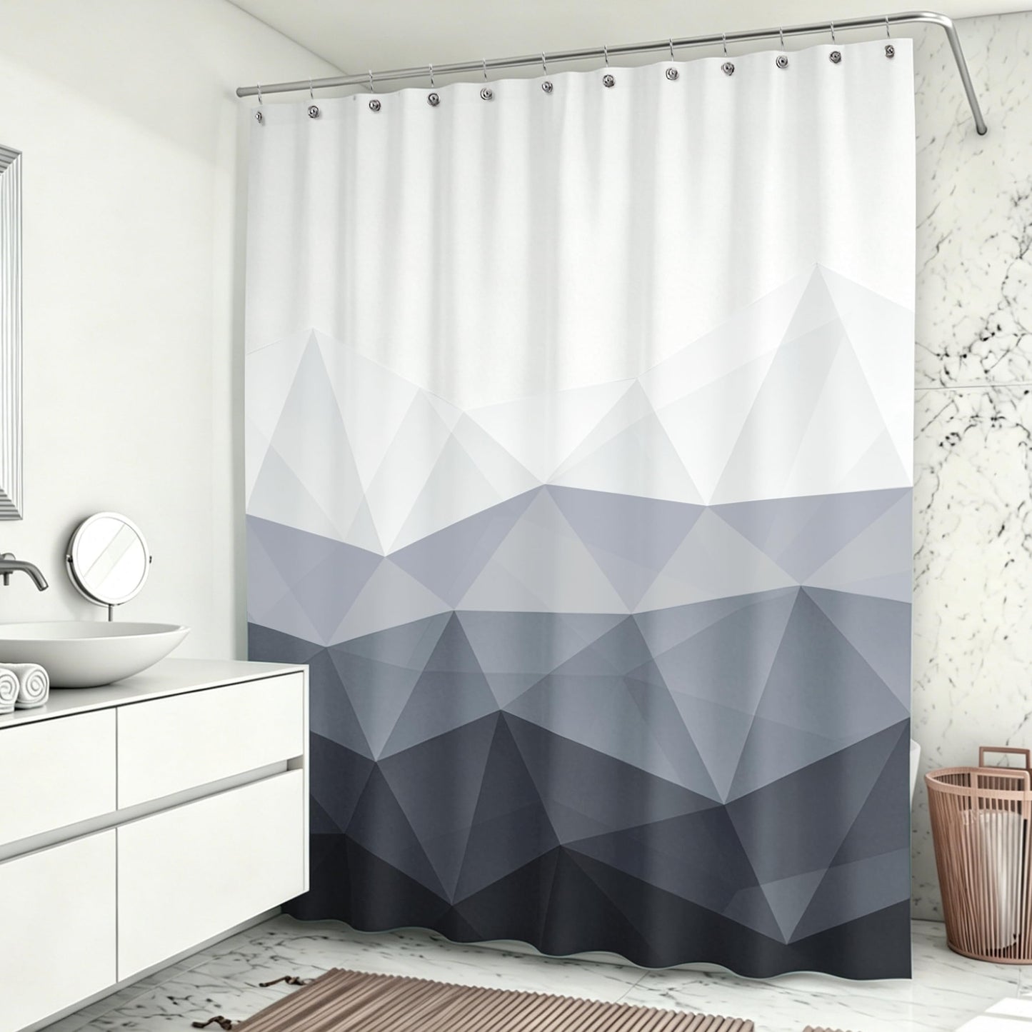 Sunlit Designer Popular Shower Curtain, Ombre Blue Fabric Contemporary Shower Curtains for Bathroom Décor