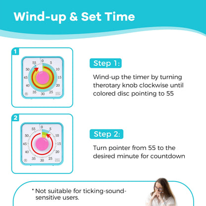 TWENTY5 SEVEN Countdown Timer 7.5 inch; 60 Minute 1 Hour Visual Timer – Classroom Teaching Tool Office Meeting, Mechanical Countdown Clock for Kids Exam Time Management Magnetic, Colorful