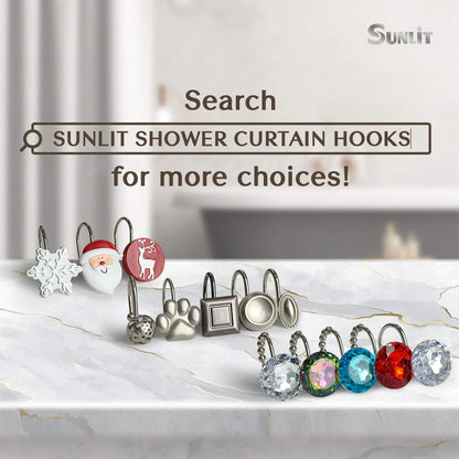 Sunlit Fashion Design Cute Paw Print Polished Double Shower Curtain Hooks for Dog Cat and Bear, Rust Proof Oil Rubbed Metal Shower Curtain Rings-12 Pack