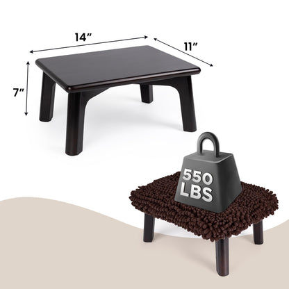 Sunlit One Step Stool, Heavy Duty Bathtub Stool up to 550 lbs, Non-Slip Wood Foot Stool, Wooden Step Stool for Adults, Dark Walnut Bed Step Stools for High Bed, Kitchen Bathroom Bedroom