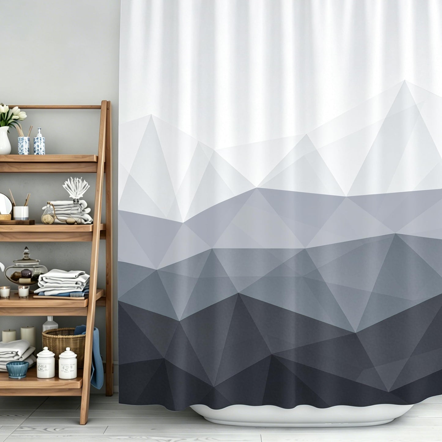 Sunlit Designer Popular Shower Curtain, Ombre Blue Fabric Contemporary Shower Curtains for Bathroom Décor