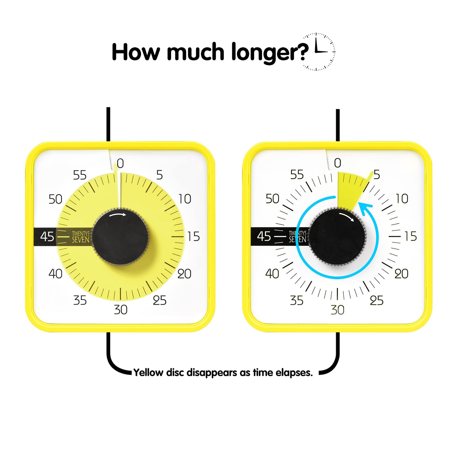 TWENTY5 SEVEN Countdown Timer 7.5 inch; 60 Minute 1 Hour Visual Timer – Classroom Teaching Tool Office Meeting, Mechanical Countdown Clock for Kids Exam Time Management Magnetic, Colorful