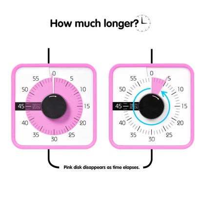 TWENTY5 SEVEN Countdown Timer 7.5 inch; 60 Minute 1 Hour Visual Timer – Classroom Teaching Tool Office Meeting, Mechanical Countdown Clock for Kids Exam Time Management Magnetic, Colorful