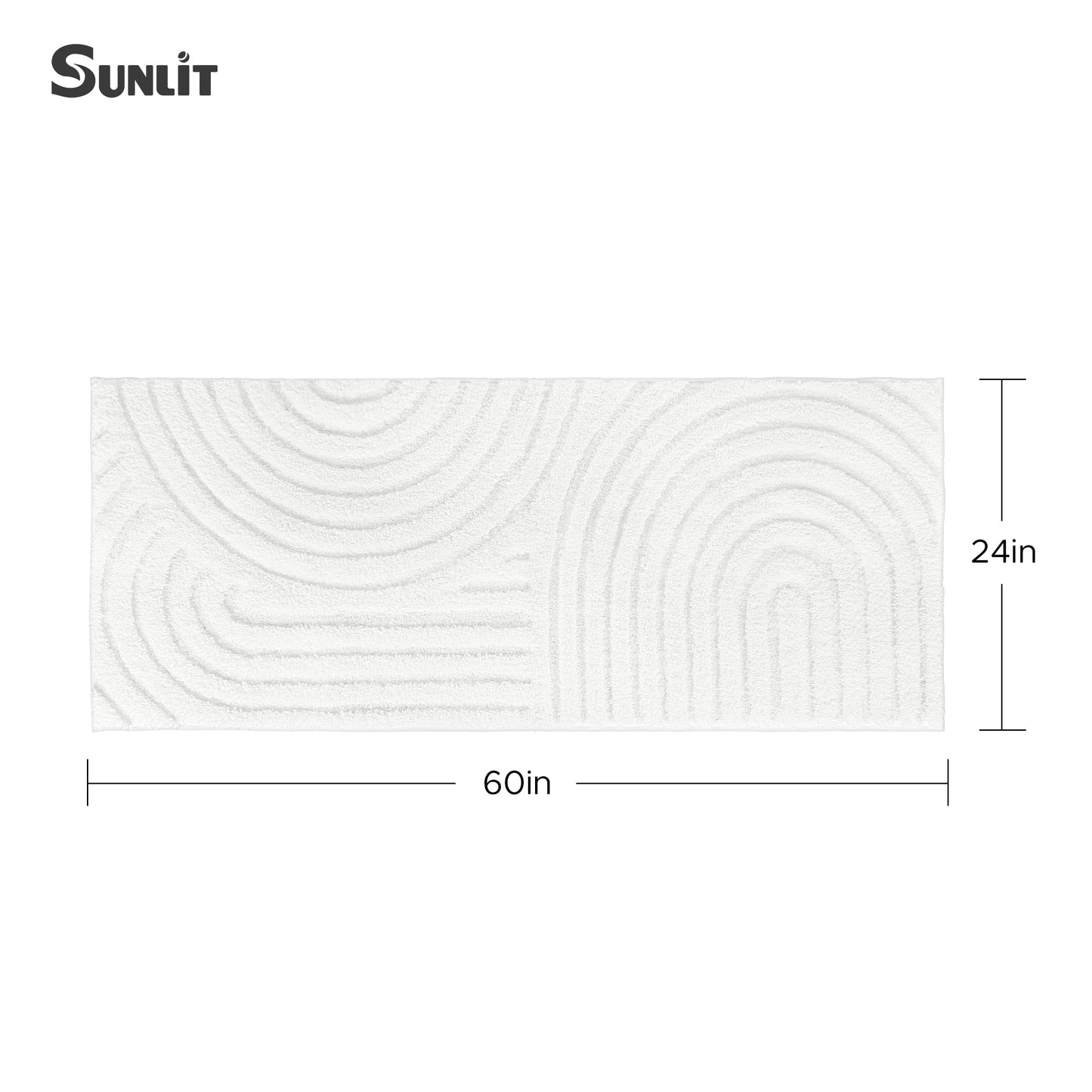 Sunlit 24"x60" Boho Decorative Textured Bathroom Rugs Runner, Mid Century Modern Extra Long Non-Slip Absorbent Soft Bath Mat, Organic Modern Floor Mat Bath Runner Dry Fast Machine Washable, Gray